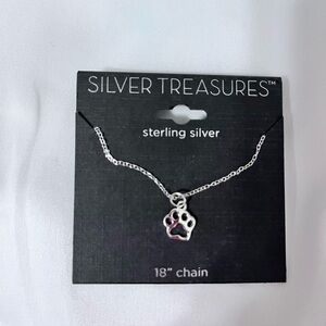 STERLING SILVER PAW PRINT NECKLACE 18 inch chain SILVER TREASURES